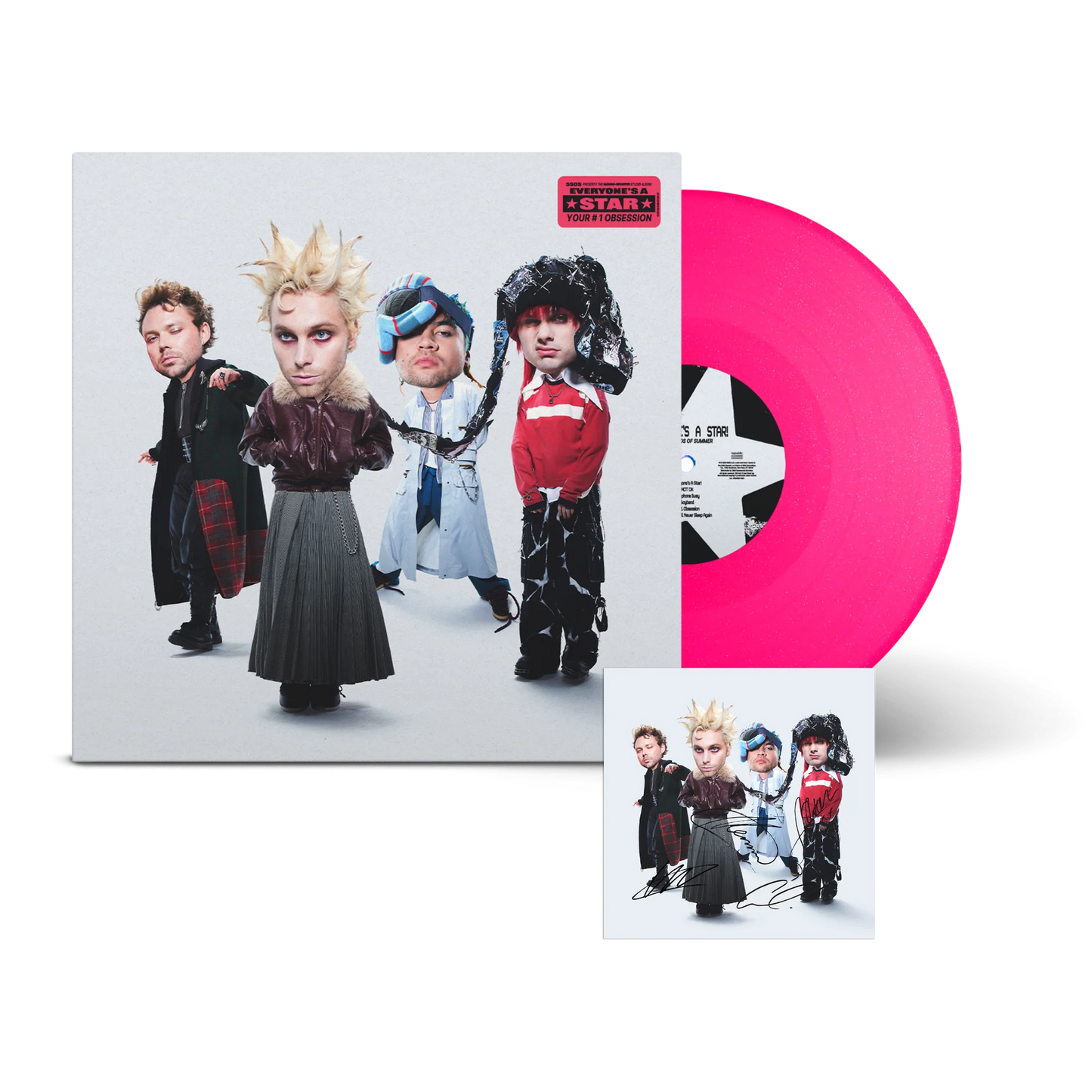 5 Seconds Of Summer - Everyone's A Star! (Hot Pink Glitter Vinyl + Signed Art Card)
