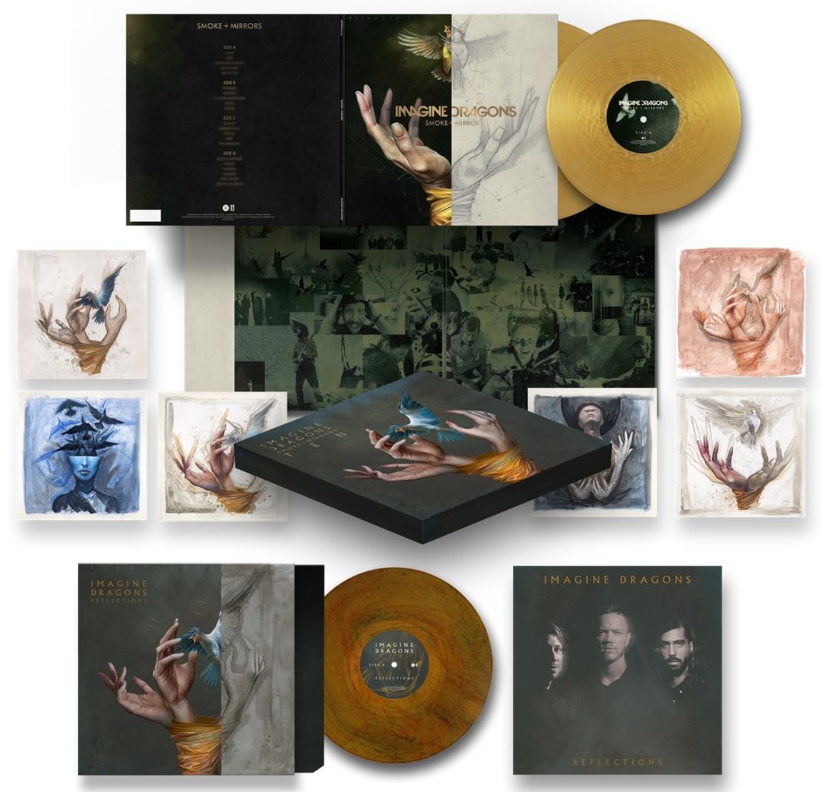 Imagine Dragons - Smoke + Mirrors (Ten) (2xGold + 1xAmber, Red & Green Swirl 3LP Vinyl Box Set)