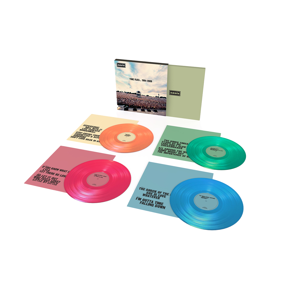 Oasis - Time Flies... 1994-2009 (Record Store Day 2025 Numbered Orange, Green, Pink, Blue 4LP Vinyl Box Set)