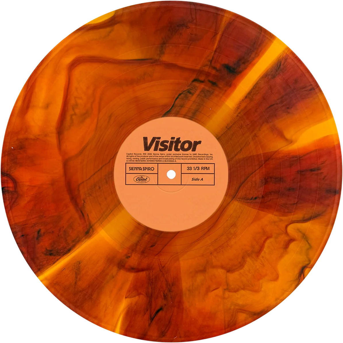 Sienna Spiro - Visitor (Numbered Ripple Line Effect In Transparent Orange + Brown and Black Mahogany Melt Vinyl)