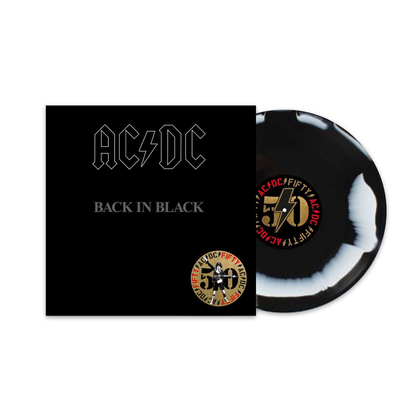 AC/DC - Back In Black (50th Anniversary) (Black & White Swirl Vinyl + Artwork Print)