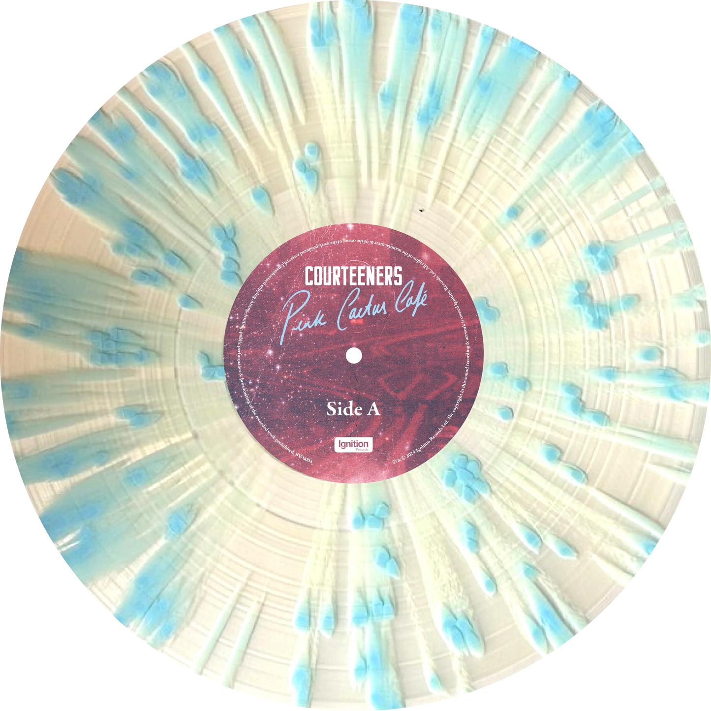 The Courteeners - Pink Cactus Café (Numbered Transparent with Blue & White Splatter + Pop-Up Sleeve)